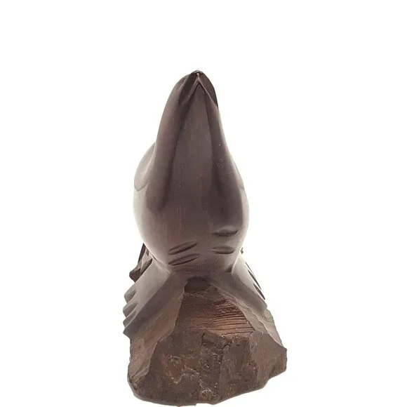 Vintage Iron Wood Hand Carved Folk Art Sculpture Sea Lion Seal MCM Modernist - Picture 3 of 8